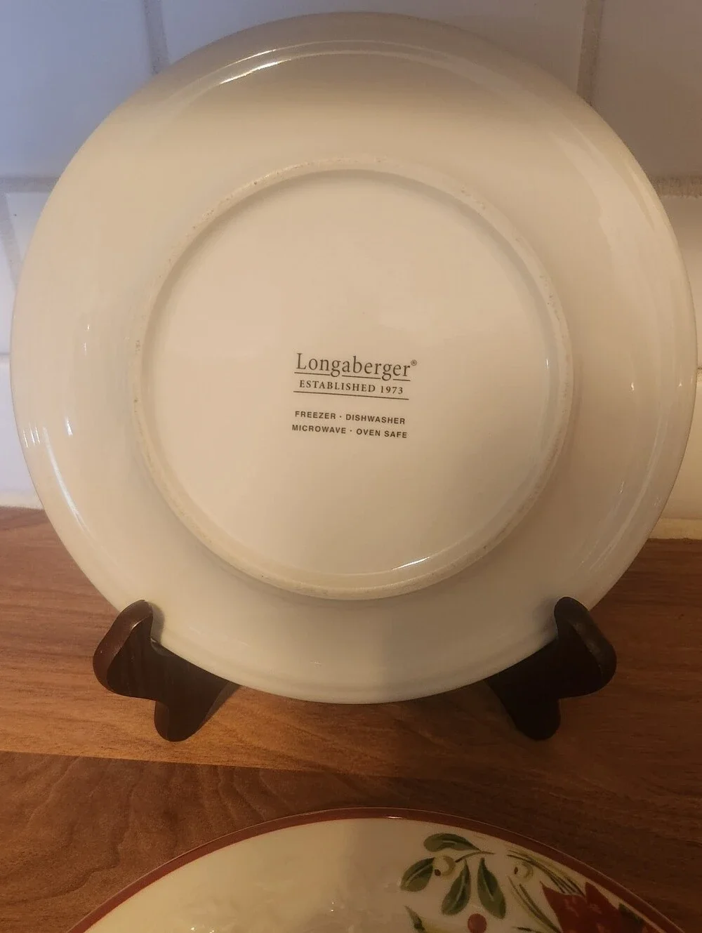 Longaberger Natures Garland Holiday Poinsettia Ceramic Dinner Plates - Set of 3
